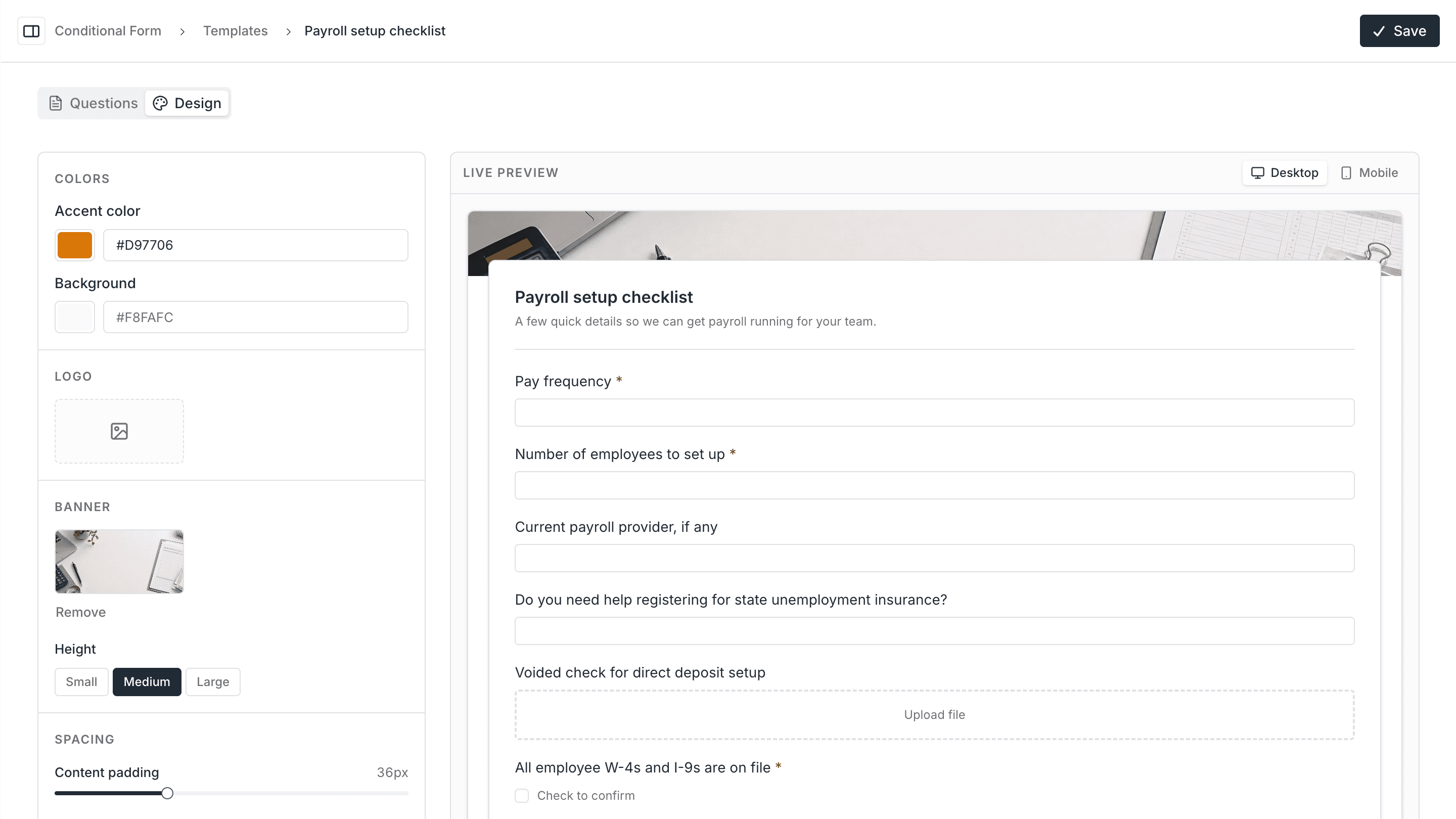 Conditional forms template in Assembly.