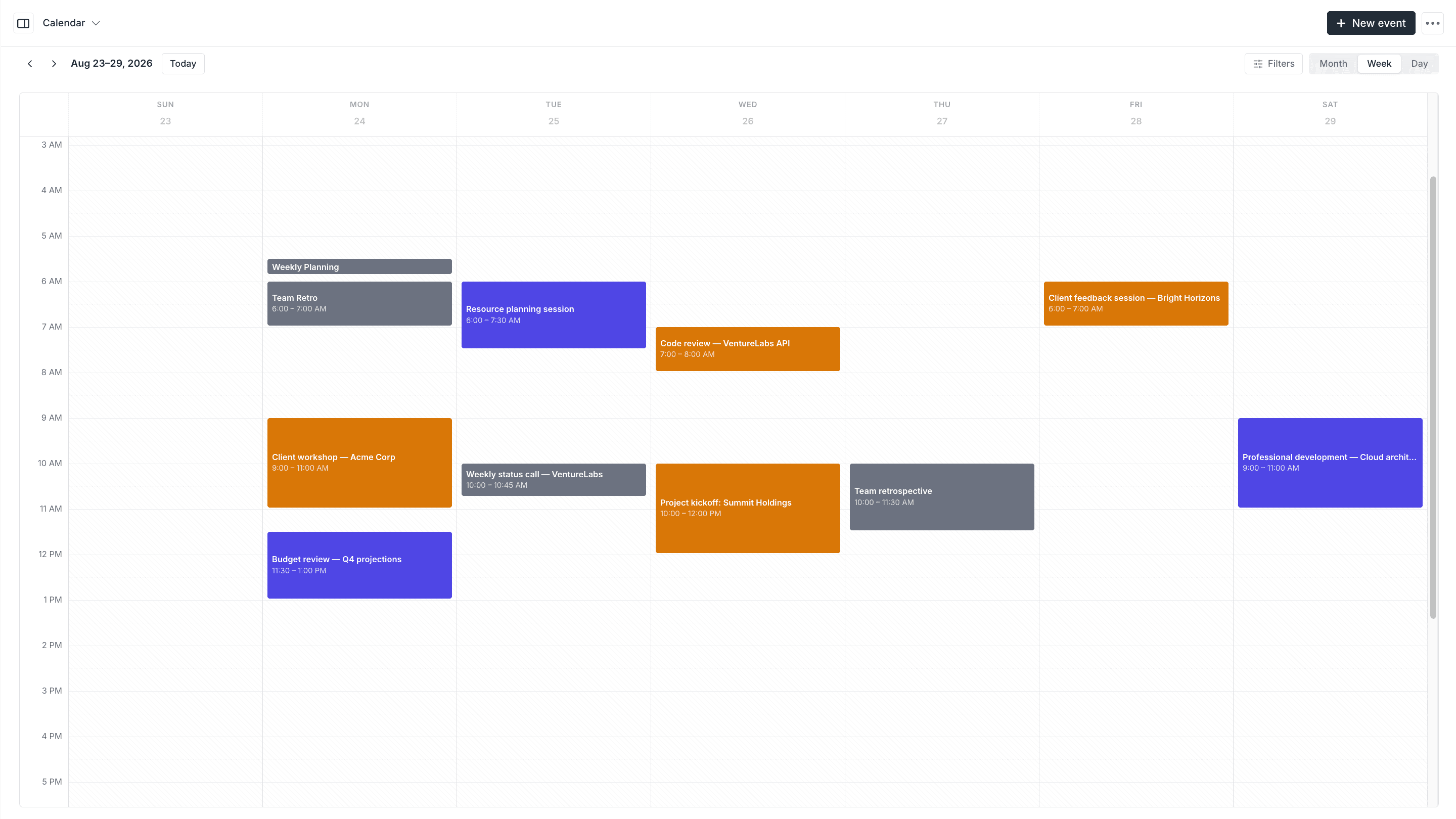 Shared client calendar template in Assembly.