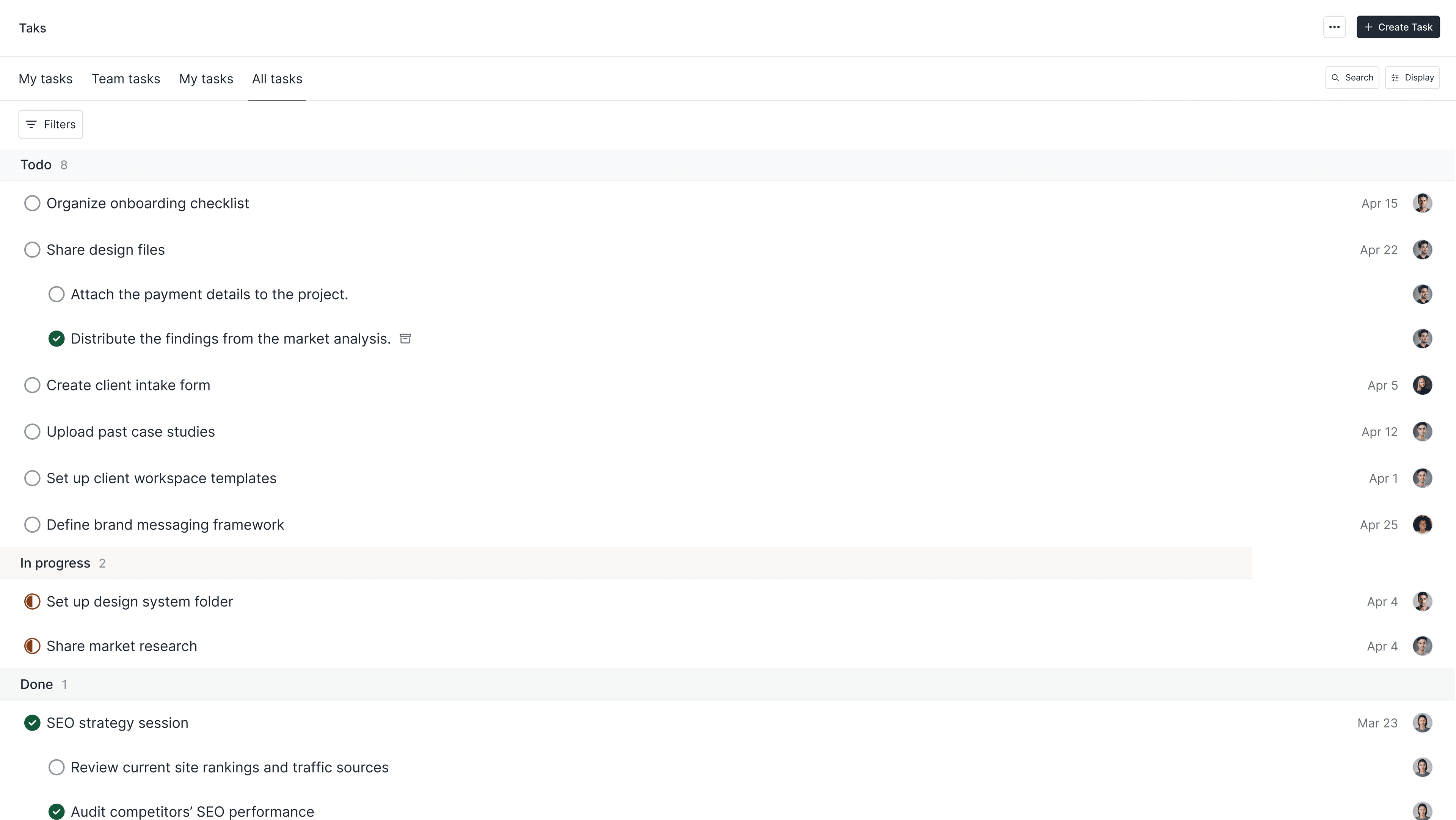 Tasks template in Assembly.
