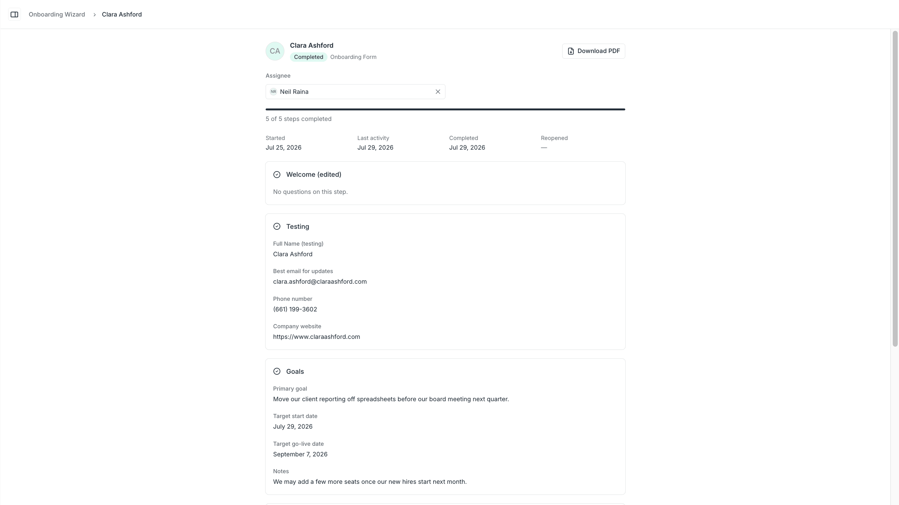Client onboarding as a client sees it.
