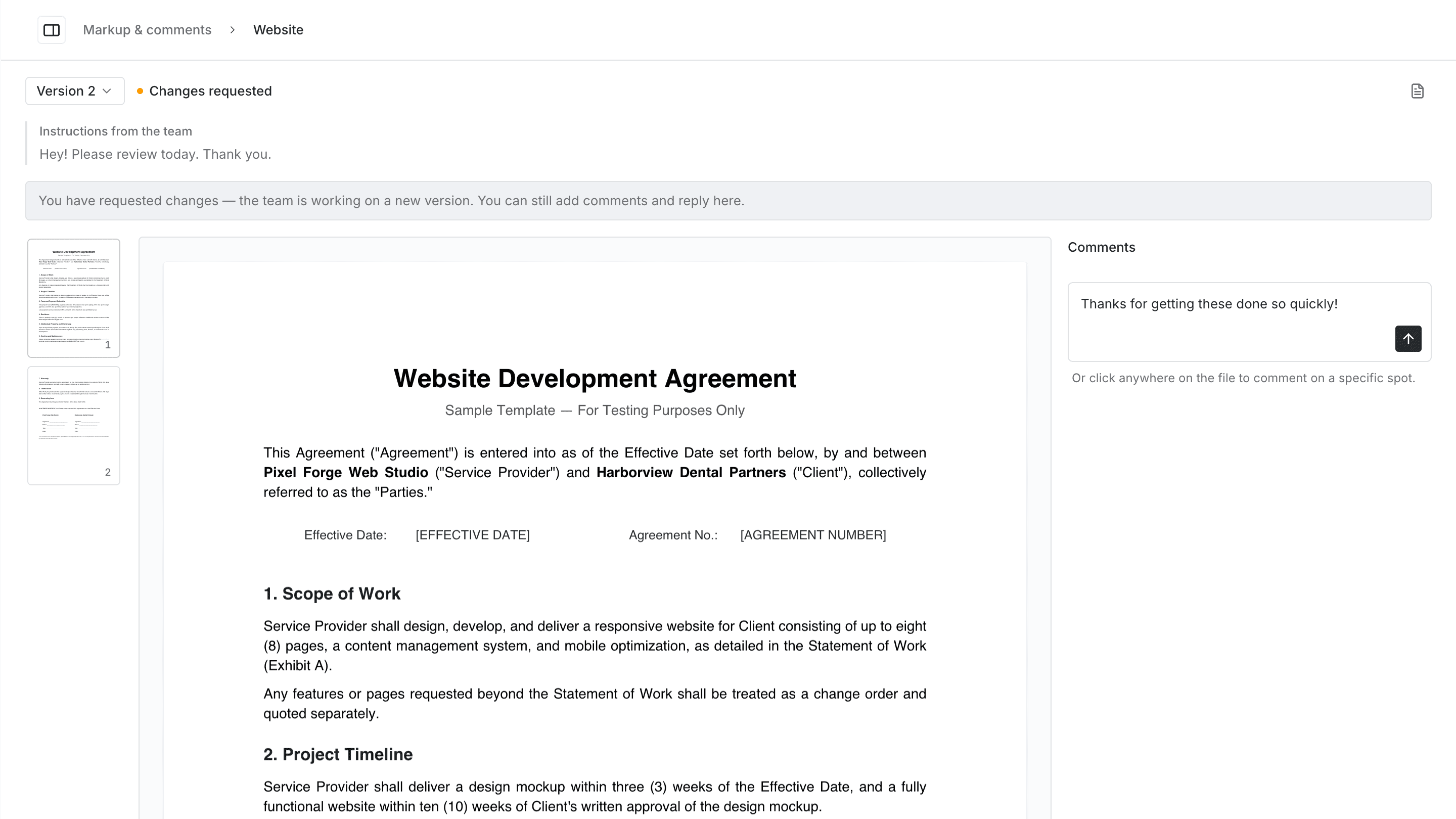 Markup and comments template in Assembly.